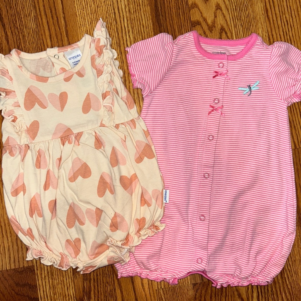 Simple Kids One Pieces in Pink and Cream